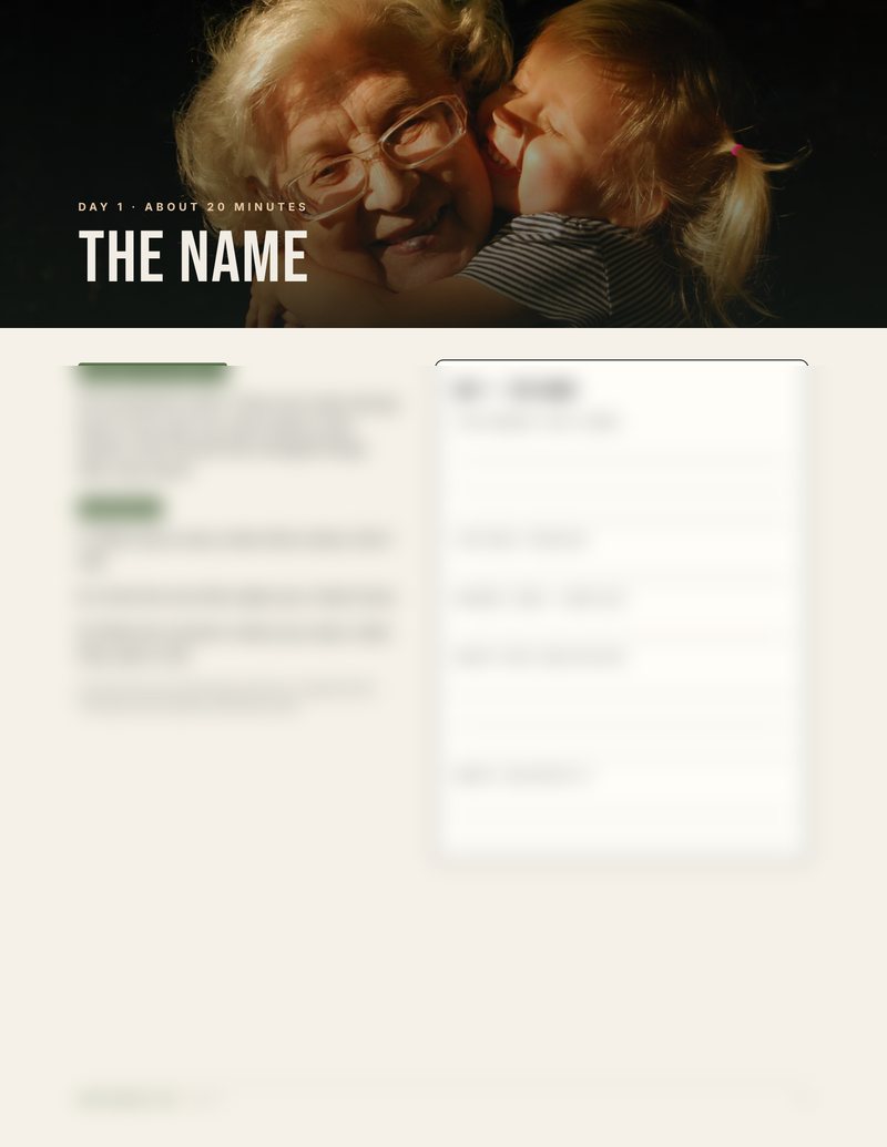 The Day 1 page, with its worksheet softened